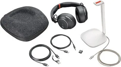 HP Poly Auriculares Poly Voyager Surround 85 UC USB-C con certificación Microsoft Teams + adaptador USB-C/A + base de carga