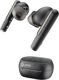 HP Poly Intrauriculares Poly Voyager Free 60+ UC M color Negro Carbono +Adaptador USB-C BT700 +Estuche de carga con pantalla táctil