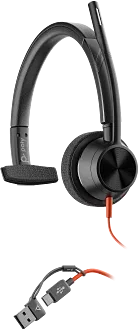 HP Poly Auriculares monoaurales Poly Blackwire 3315 USB-C + Conector de 3,5 mm + Adaptador USB-C/A