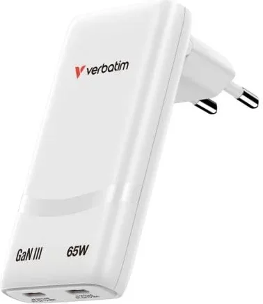 Cargador de Pared GaN Verbatim Fold 'n' Go/ 2xUSB Tipo-C/ 65W