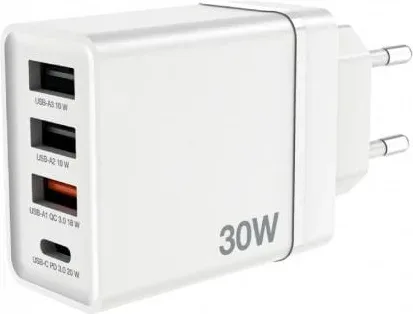 Cargador de Pared GaN Verbatim CHR-30EU2/ 1xUSB Tipo-C/ 3xUSB/ 30W
