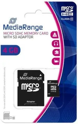 Mem Micro Sdhc 4GB Mediarange + Adaptador SD