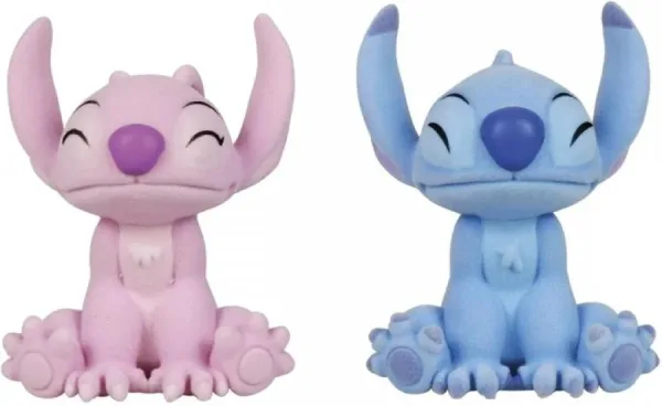 Pack de 2 figuras flocadas enesco disney stitch y angel beso