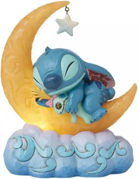 Figura luminosa enesco disney stitch y scrump en la luna