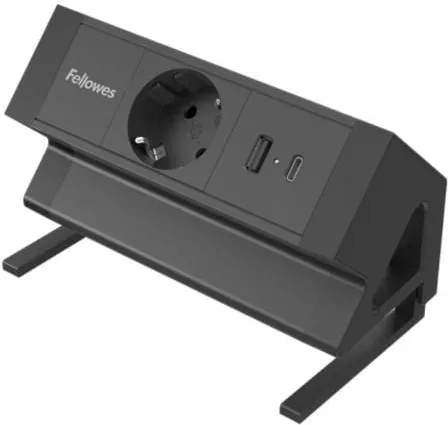 Regleta Sobremesa Fellowes 100137172/ 1 Tomas de corriente/ 1 USB - 1 USB Tipo-C/ Cable 2m/ Negra