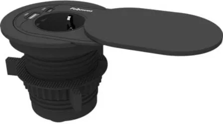 Toma Enchufe Empotrable 1 Toma de Corriente/ 1 USB Tipo-C/ 1 USB/ Negro