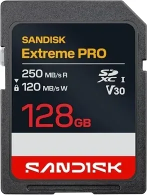 Sandisk Extreme Pro SD Uhs-I 128Gb SD 250Mb/S(R) / 120Mb/S(W)