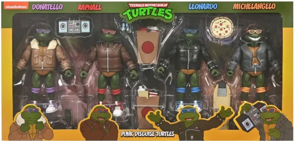 Figura neca teenage mutant ninja turtles cartoon punk turtles pack 4 scale action 18cm