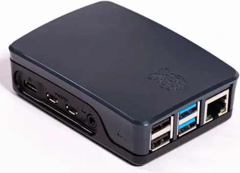 CAJA PARA RASPBERRY OFICIAL PI 4,  NEGRO/GRIS RASPBERRY