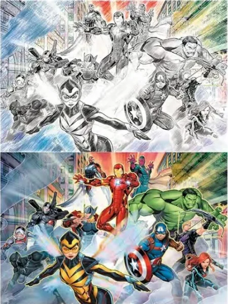 Puzzle para rascar prime 3d marvel collage de personajes 150 piezas