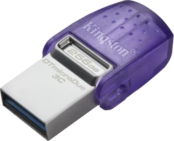 Kingston Technology DataTraveler microDuo 3C unidad flash USB 256 GB USB Type-A / USB Type-C 3.2 Gen 1 (3.1 Gen 1) Acero inoxidable, Púrpura