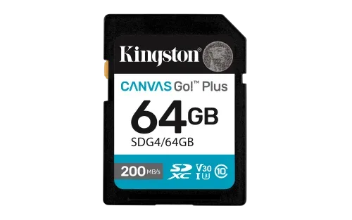 Kingston Technology 64GB SDXC Canvas Go Plus Gen4 200MB/s C10 UHS-I U3 V30