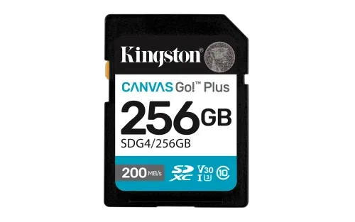 Kingston Technology 256GB SDXC Canvas Go Plus Gen4 200MB/s C10 UHS-I U3 V30