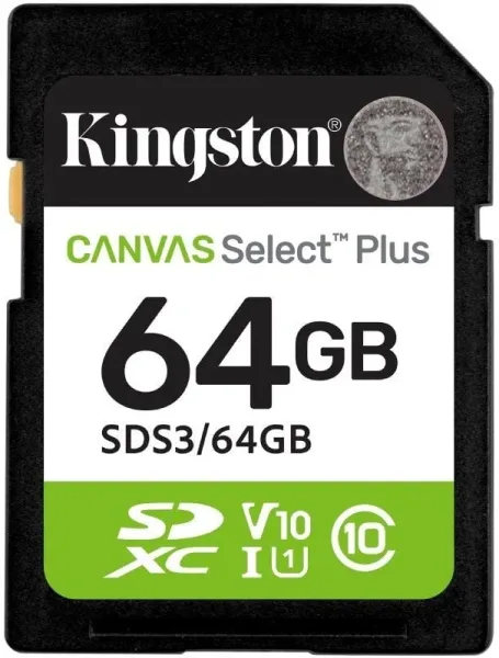 Kingston Technology 64 GB SDXC Canvas Select Plus Gen3 100 MB/s C10 UHS-I U1 V10