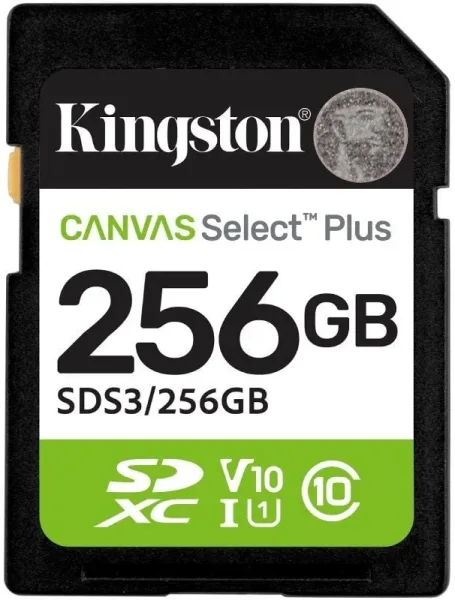 SECURE DIGITAL HC 256 GB CANVAS SELECT PLUS GEN3 CLASE10 KINGSTON