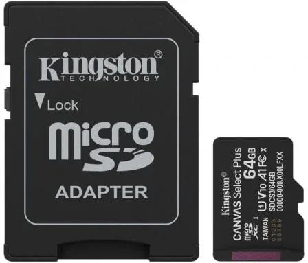 Kingston Technology 64GB microSDXC Canvas Select Plus Gen3 100MB/s A1 (Incluye adaptador de SD)
