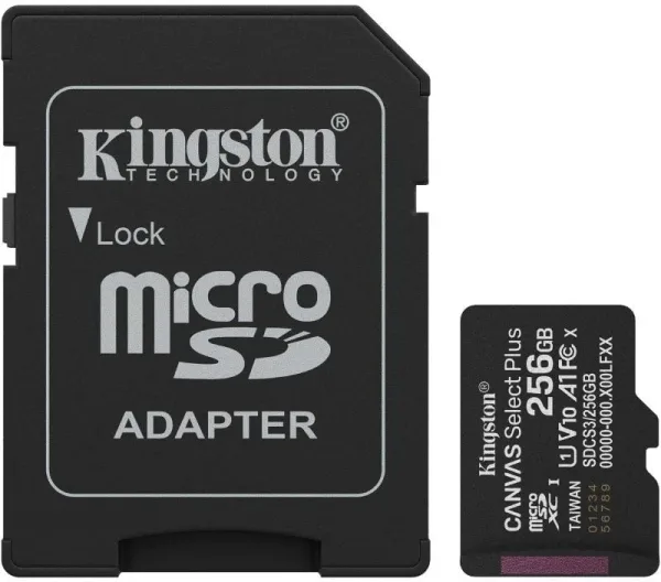 MICRO SD 256 GB CANVAS SELECT PLUS  1 ADAP. CLASS 10 KINGSTON
