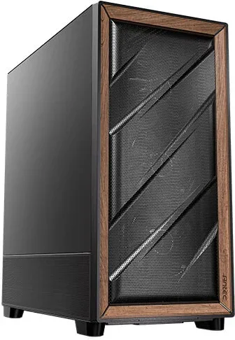 CAJA ANTEC FLUX SE ATX WOOD NEGRO 2XUSB SN FUENTE