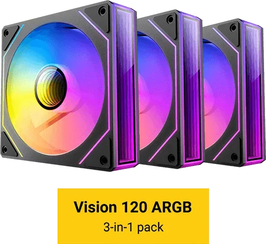 KIT 3 VENTILADORES AUXILIAR VISION 120 A-RGB NEGRO ANTEC