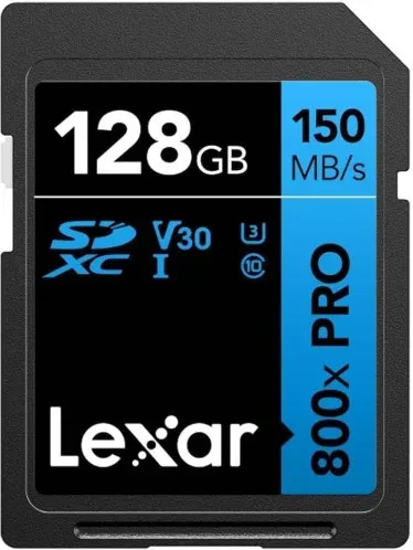 LEXAR 128GB PROFESSIONAL 800X PRO SDXC UHS-I CARDS,  UP TO 150MB/S READ 45MB/S WRITE C10 V30 U3