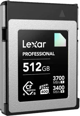 LEXAR 512GB PROFESSIONAL CFEXPRESS 4.0 TYPE-B CARD, UP TO 3700MB/S READ 3400MB/S WRITE. VPG 400