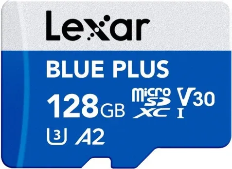 LEXAR 128GB BLUE PLUS MICROSDHC UHS-I WITH SD ADAPTER, UP TO 170MB/s READ C10 A2 V30 U3