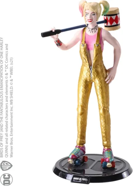 Figura the noble collection bendyfigs DC comics aves de presa harley quinn con mazo