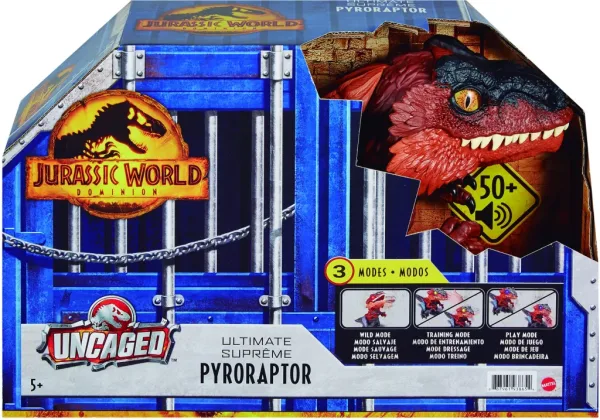 Figura mattel jurassic world dinosaurio desenjaulado en llamas