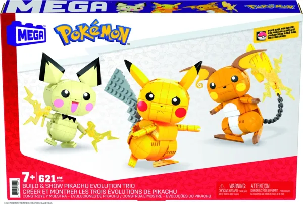 Figura mattel mega construx pokemon 3 pokemon pichu - pikachu y raichu