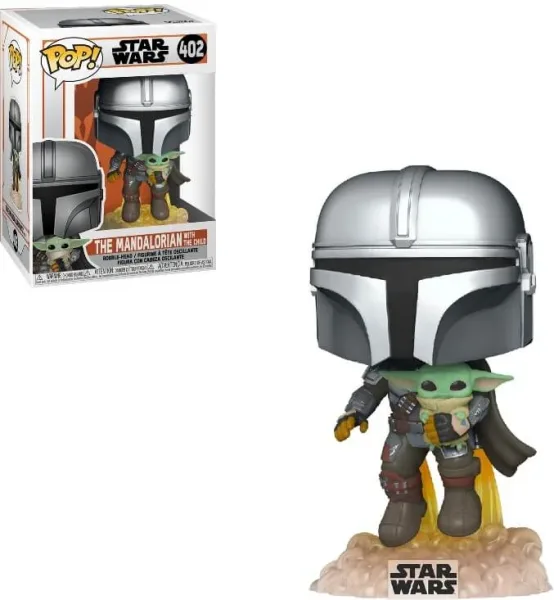 Funko pop star wars the mandalorian mandalorian volando con jet & baby yoda 50959