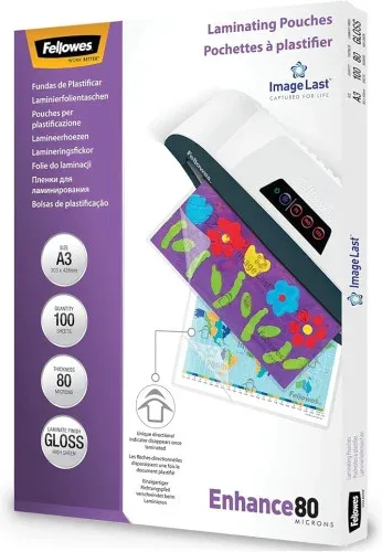 Pack 500 Fundas Plastificar 80 Micras Brillo A3 (303X426 Mm) Fellowes 100144239