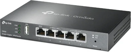 Router VPN SafeStream Gigabit TP-Link Omada TL-R605/ 5 Puertos Multi-WAN