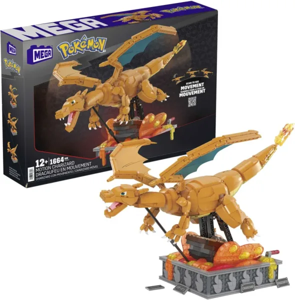 Figura mattel mega construx motion pokemon motion charizard 1664 pcs