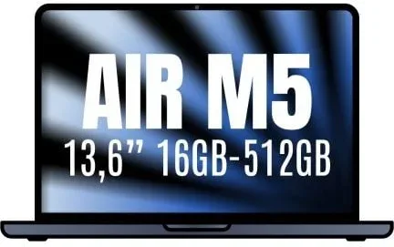 Apple Macbook Air 13,6"/ M5 10-Core CPU/ 16GB/ 512GB SSD/ 8-Core GPU/ Medianoche
