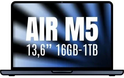 Apple Macbook Air 13,6"/ M5 10-Core CPU/ 16GB/ 1TB SSD/ 10-Core GPU/ Medianoche