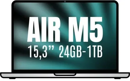Apple Macbook Air 15,3"/ M5 10-Core CPU/ 24GB/ 1TB SSD/ 10-Core GPU/ Plata