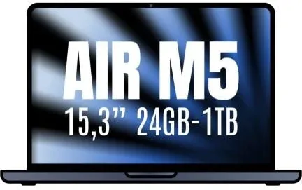 Apple Macbook Air 15,3"/ M5 10-Core CPU/ 24GB/ 1TB SSD/ 10-Core GPU/ Medianoche