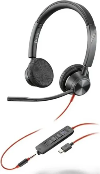 Auriculares Poly Blackwire 3225 para Microsoft Teams + 3.5 mm + Adaptador USB-C/A/ con Micrófono/ Jack 3.5 - USB Tipo-C/ Negros