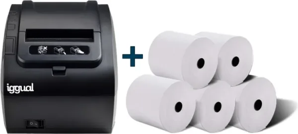 Kit impresora térmica tickets TP8002 + 5 rollos 80