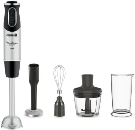 Batidora de mano Moulinex Quickchef/ 1000W/ 10 Velocidades/ Capacidad 800ml/ Incluye Varillas, Picadora, Pasapuré y Vaso Medidor