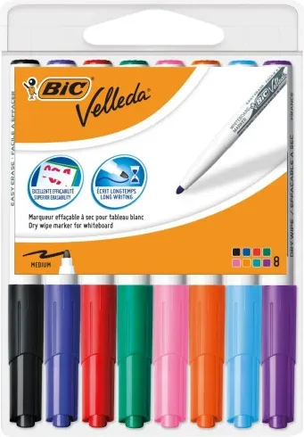 Estuche 8 Marcadores para Pizarra Blanca 1741 Tinta a Base de Acetona Trazo 1,4Mm. Surtidos Velleda 503844