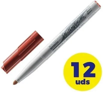 Caja de Rotuladores para Pizarra Bic Velleda 9581691/ 2mm/ 12 unidades/ Rojos