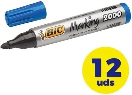 Caja de Rotuladores de Punta Fibra Acrílica Permanente Bic Marking 2000/ 4.9mm/ 12 unidades/ Azules
