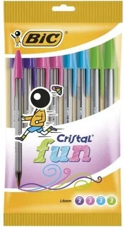 Bolígrafos de Tinta de Aceite Bic Cristal Fun 921342/ 10 unidades/ Colores Surtidos