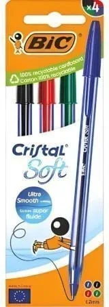 Bolígrafo de Tinta de Aceite Bic Cristal Original 516343/ 4 unidades/ Colores Surtidos