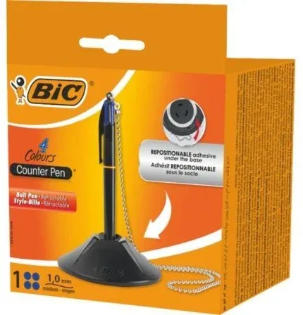 Bolígrafo de Tinta de Aceite Retráctil Bic 527507/ Azul/ Incluye Base + Cadena