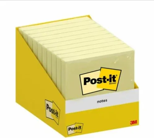 Bloc 100 Hojas Notas Adhesivas 76X76Mm Canary Yellow 654 Encelofanado 6820-Cy-W10 Post-It 7100317841