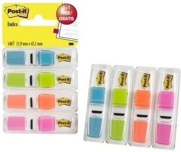 Pack 3+1 Dispensadores X 35 Marcadores Index Pequeños 11,9X43,2Mm Colores Surtidos Translúcidos 683-4Abb Post-It 7100019101