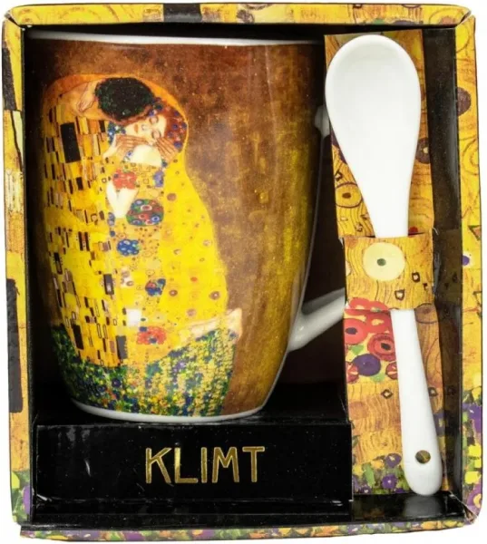Taza con cuchara enesco el beso gustav klimt