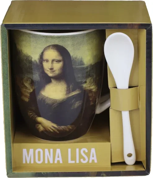 Taza de cerámica con cuchara enesco mona lisa